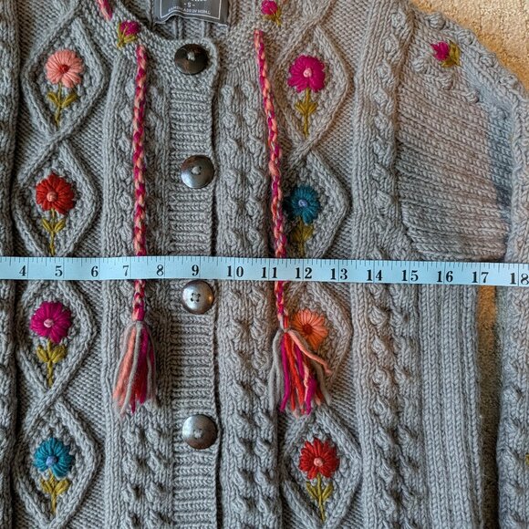 French Knot x Sundance Heritage Bloom Gray Sweater Cardigan Women's Small - Picture 3 of 8